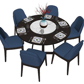 14北欧现代简约单人沙发椅子桌子餐桌椅茶具摆件组合sketchup草图模型下载