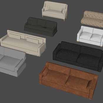 10现代简欧式双人沙发组合sketchup草图模型下载