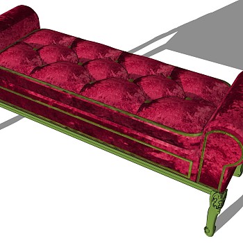 1欧式法式床尾凳脚踏sketchup草图模型下载