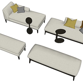 4简欧式现代沙发凳贵妃椅床尾凳简欧式现代轻奢床尾凳踏沙发凳sketchup草图模型下载