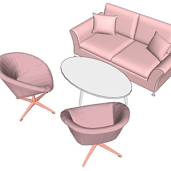 8北欧简欧式女孩房儿童房沙发椅子sketchup草图模型下载
