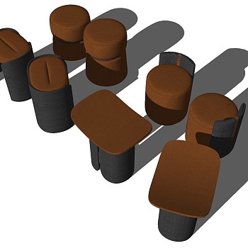 10现代矮凳沙发凳脚踏现代沙发 脚踏圆凳脚蹬圆形脚蹬沙发凳坐墩sketchup草图模型下载