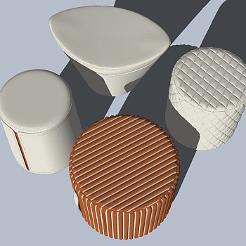 8现代沙发 脚踏圆凳脚蹬圆形脚蹬沙发凳坐墩sketchup草图模型下载
