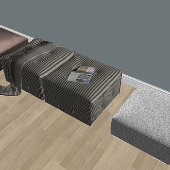 2现代简约单人沙发凳脚踏凳脚蹬床尾凳sketchup草图模型下载