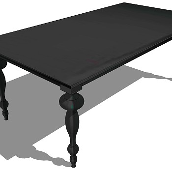 1欧式法式现代实木单人桌子餐桌茶几sketchup草图模型下载