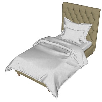 5现代简约单人床软包床头组合sketchup草图模型下载