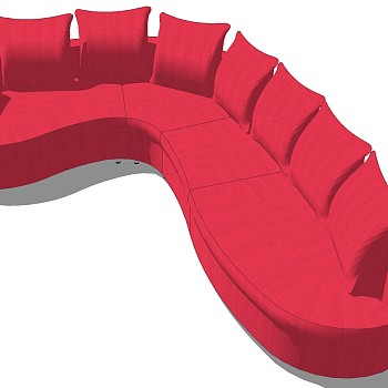 4现代多人弧形异形沙发sketchup草图模型下载