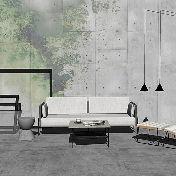 5现代简约沙发休闲躺椅脚蹬sketchup草图模型下载