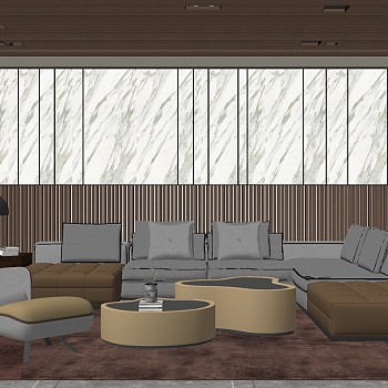 现代简约客厅沙发组合,组合,沙发组合转角沙发sketchup草图模型下载