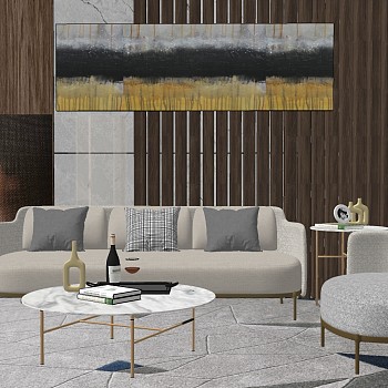 现代简约北欧客厅沙发组合,组合,沙发组合sketchup草图模型下载
