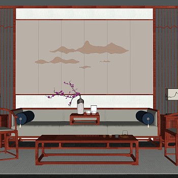 10新中式沙发茶几台灯罗汉床饰品摆件
