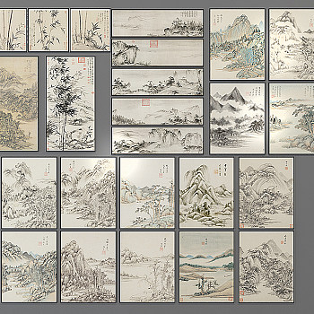 H18-0108新中式挂画装饰画sketchup草图模型下载