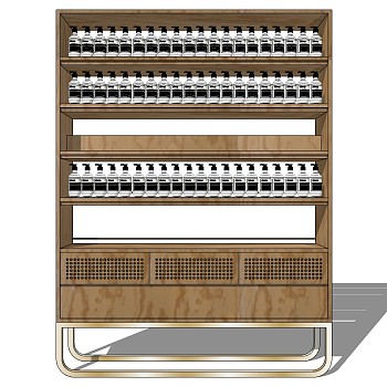 (12)现代美式木制产品化妆品展示柜sketchup草图模型下载