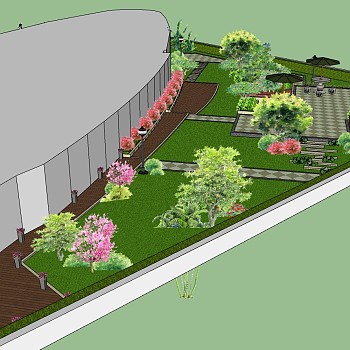 28楼顶花园景观植物户外景观植物sketchup草图模型下载