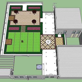 33屋顶花园庭院景观sketchup草图模型下载