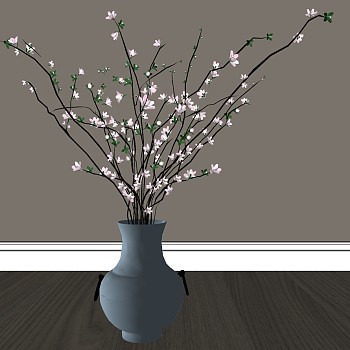 新中式花瓶插花sketchup草图模型下载