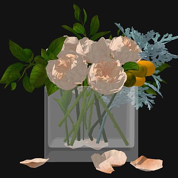 现代玻璃花瓶花卉插花花艺sketch up草图模型下载