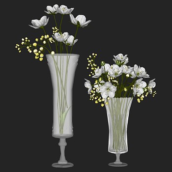 25欧式现代玻璃花瓶花卉插花花艺sketch up草图模型下载