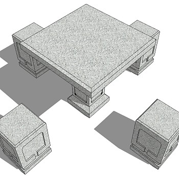 石制茶几sketchup草图模型下载