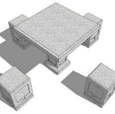 石制茶几sketchup草图模型下载