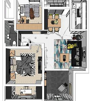 家居空间sketchup草图模型下载