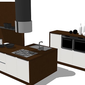 (17)现代简约橱柜厨房用具水槽烤箱吸油烟机sketchup草图模型下载
