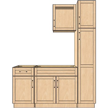 2现代厨房实木橱柜sketchup草图模型下载