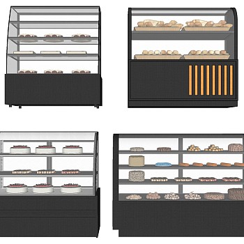 (17)现代甜品店展柜甜品蛋糕装饰柜保鲜冷藏柜sketchup草图模型下载