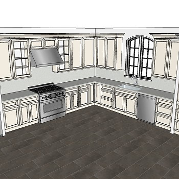 (17)现代简约橱柜厨房用具水槽烤箱吸油烟机sketchup草图模型下载