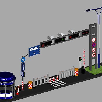 现代交通设施指示牌su草图模型下载