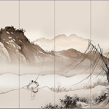 中式屏风画 背景画(56)