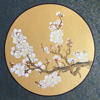 中式圆形花鸟挂画 (40)