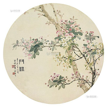 中式圆形花鸟挂画 (42)