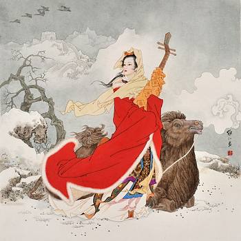 中式古典人物昭君出塞美女仕女图人物字画 (32)