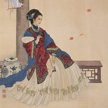 中式古典人物美女仕女图人物字画 (36)