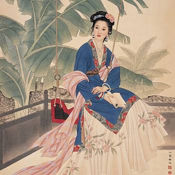 中式古典人物美女仕女图人物字画 (85)