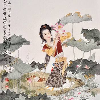 中式古典人物美女仕女图人物字画 (28)