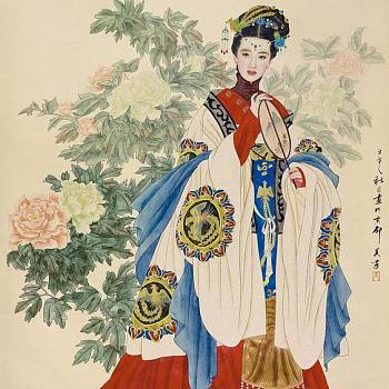 中式古典人物美女仕女图人物字画 (39)