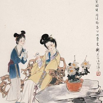 中式古典人物美女仕女图人物字画 (26)
