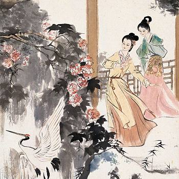 中式古典人物美女仕女图人物字画 (124)