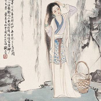 中式古典人物美女仕女图人物字画 (29)