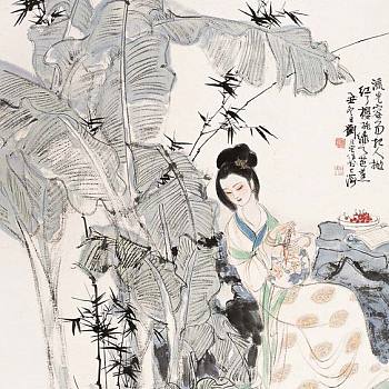 中式古典人物美女仕女图人物字画 (108)