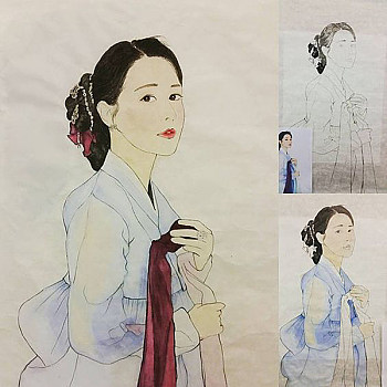 韩国韩式朝鲜族古典人物字画 (141)