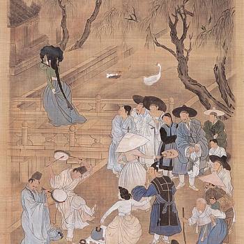 韩国朝鲜族韩式古典人物山水字画 (16)
