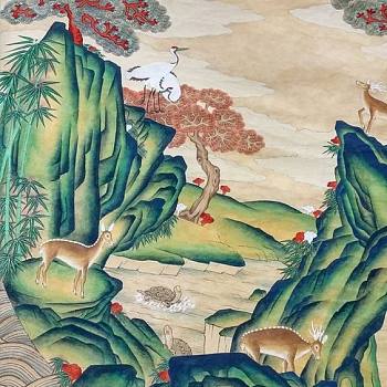 韩国韩式朝鲜族古典山水字画 (126)