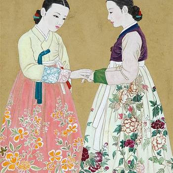 韩国韩式朝鲜族古典人物字画 (130)