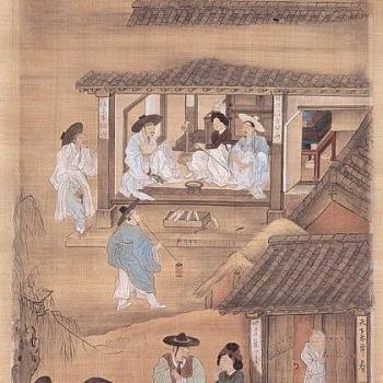 韩国朝鲜族韩式古典人物山水字画 (10)