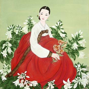 韩国韩式朝鲜族古典人物字画 (99)