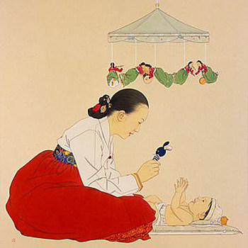 韩国韩式朝鲜族古典人物字画 (124)