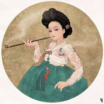 韩国韩式朝鲜族古典人物字画 a (37)